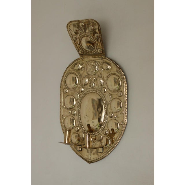 Metal Mid-Century Baroque Swedish Brass Sconces, Set of 2 For Sale - Image 7 of 12