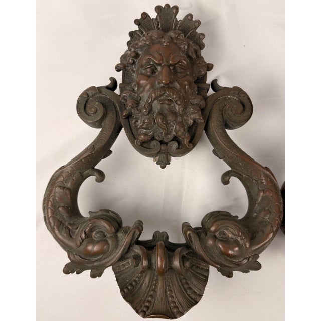 Bronze Pair of Monumental 19th Century French St Bricard Paris Bronze Door Knockers For Sale - Image 8 of 10
