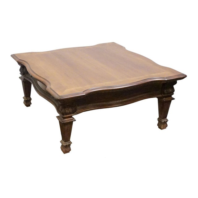 Late 20th Century Hooker Furniture Seven Seas Cherry Traditional Gothic Inspired 42" Square Accent Coffee Table For Sale - Image 5 of 12