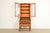 1920s Antique English Art Deco Carved Oak Drop Front Secretary Desk With Leaded Glass Bookcase Hutch For Sale - Image 5 of 17