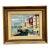 Vintage Midcentury Harbor Scene Oil on Canvas For Sale