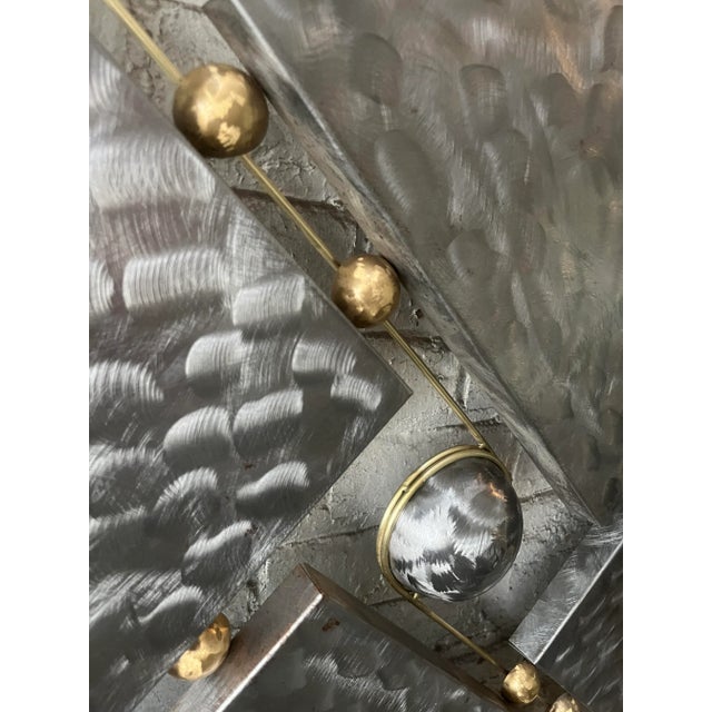 Silver Motivated Seller: 1990s Brutalist Steel and Brass Wall Sculpture Attributed to Curtis Jere For Sale - Image 8 of 12