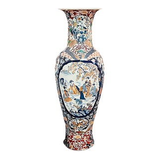 Late 19th Century Monumental 5' Japanese Floor Vase in the Style of Imari For Sale