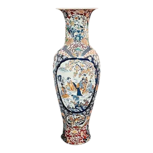 Late 19th Century Monumental 5' Japanese Floor Vase in the Style of Imari