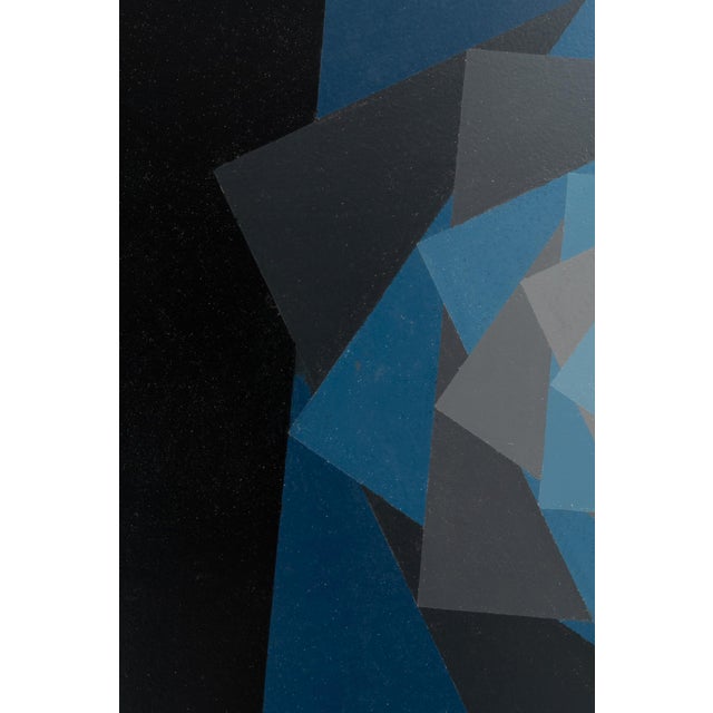 20th Century Belgian Black Geometric Abstract Vintage Painting With Metal Frame by Rene Berdal For Sale - Image 12 of 18