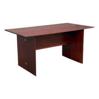 Sannemann, Convertible Console or Dining Table, Rosewood, Brass, Denmark, 1970s For Sale