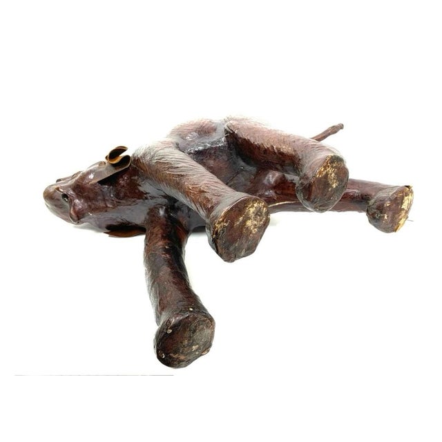 Mid Century Striding Leather Elephant For Sale In New York - Image 6 of 12
