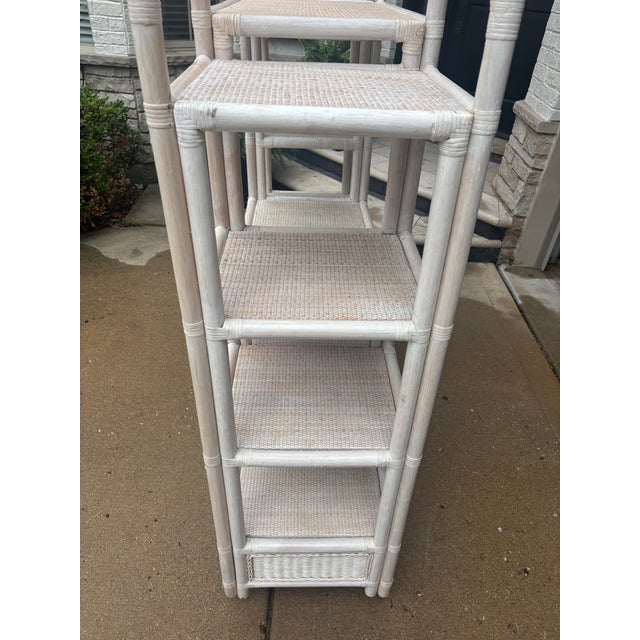 Palm Beach Chic Wicker & Bamboo Etagere For Sale - Image 9 of 12
