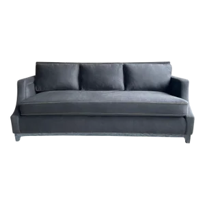 Gray & Olive Green Alpaca Wool Slope Arm Sofa With Charcoal Cerused Oak Wood Base
