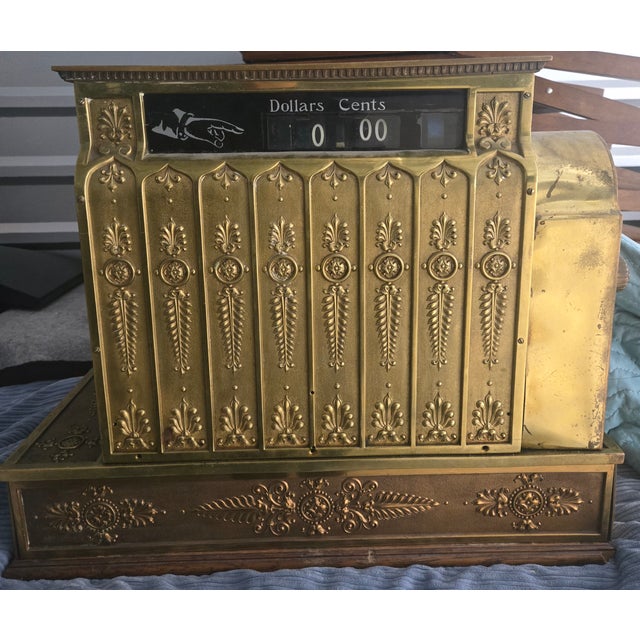 Antique National Cash Register Brass Gorgeous For Sale - Image 9 of 12