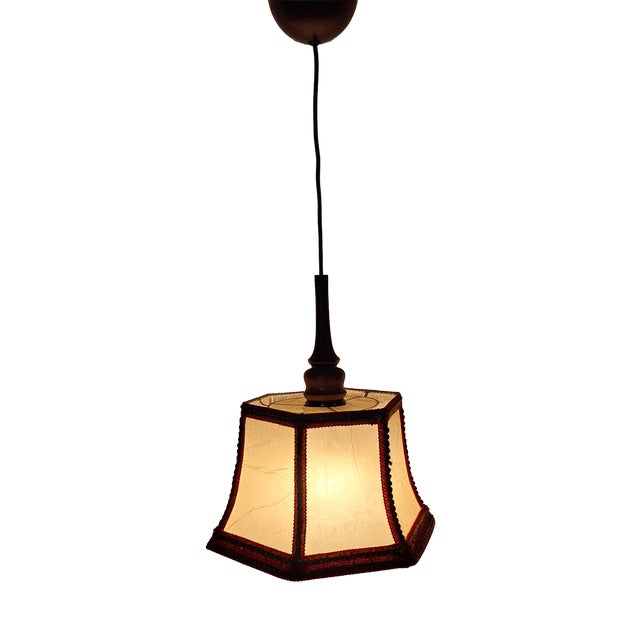 Vintage Hanging Lamp in Beechwood by Aro-Leuchten, 1970s For Sale