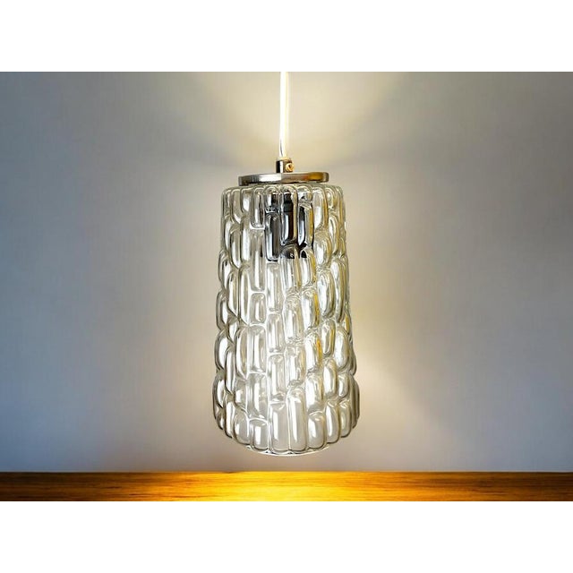 Silver Mid-Century Modern Bubble Glass Hanging Lamp in style of Helena Tynell, 1960s For Sale - Image 8 of 8