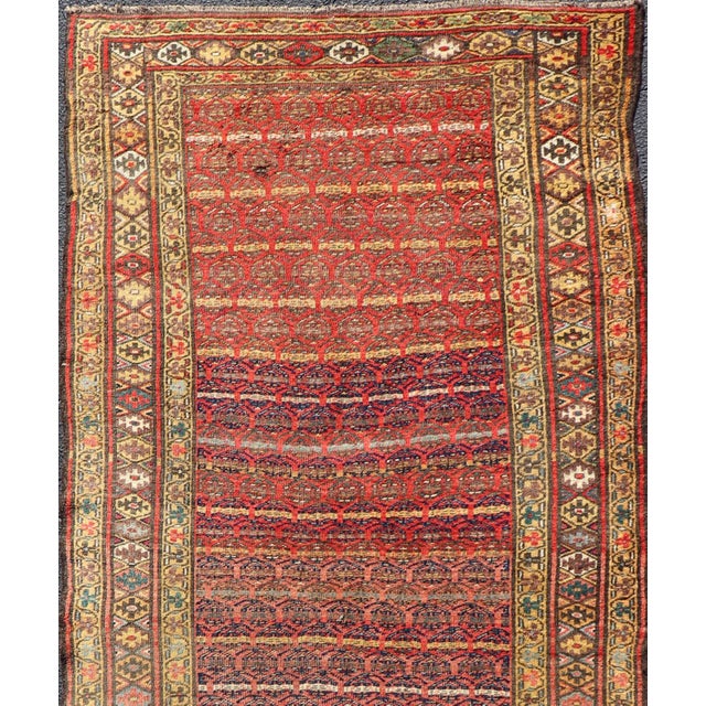 Early 20th Century Antique Persian Kurdish Bidjar Gallery Rug With Repeating Paisley Design For Sale - Image 5 of 12