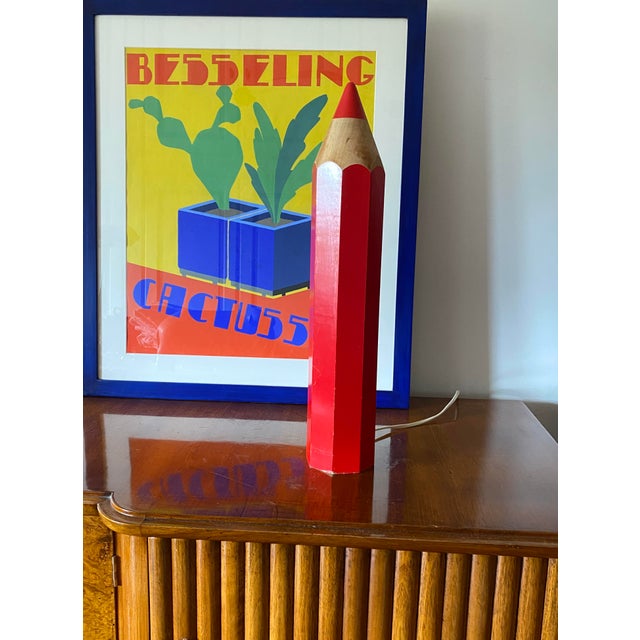 Postmodern Red Pencil Table Lamp by Michel Aroutcheff for Vilac, France, 1980s For Sale - Image 4 of 18