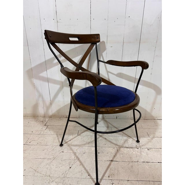 Bistro Armchairs with Blue Velvet Seats by Andy Thornton, England, 1980s For Sale - Image 10 of 13