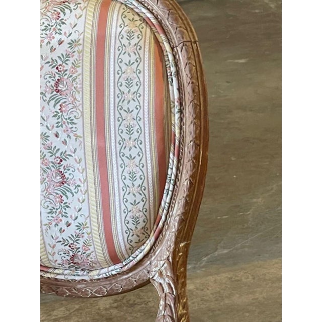 Tan Pair of French Louis XVI Giltwood Side Chairs For Sale - Image 8 of 9