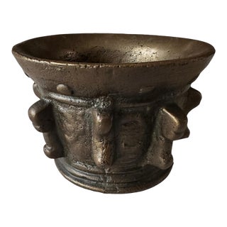 Antique Heavy Cast Bronze/Brass Mortar – Apothecary Collectible XVIII Century For Sale