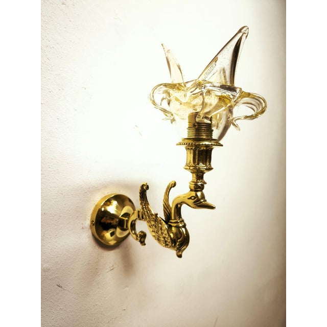 Swan Wall Lamp with Murano Glass, 1970s For Sale - Image 4 of 13