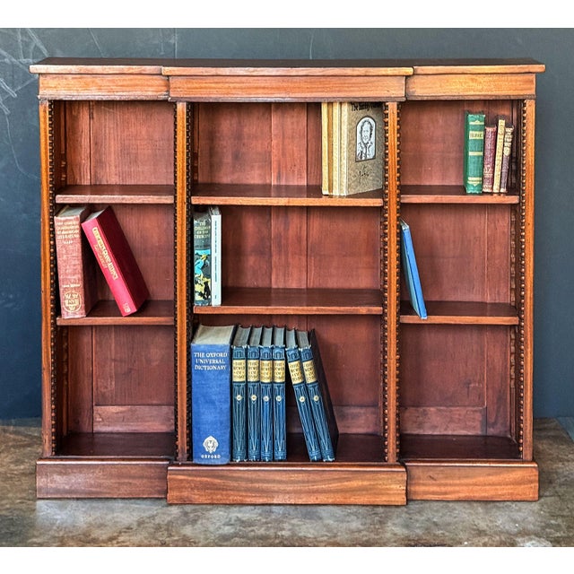 Edwardian Breakfront Bookcase of Mahogany From England For Sale - Image 10 of 12