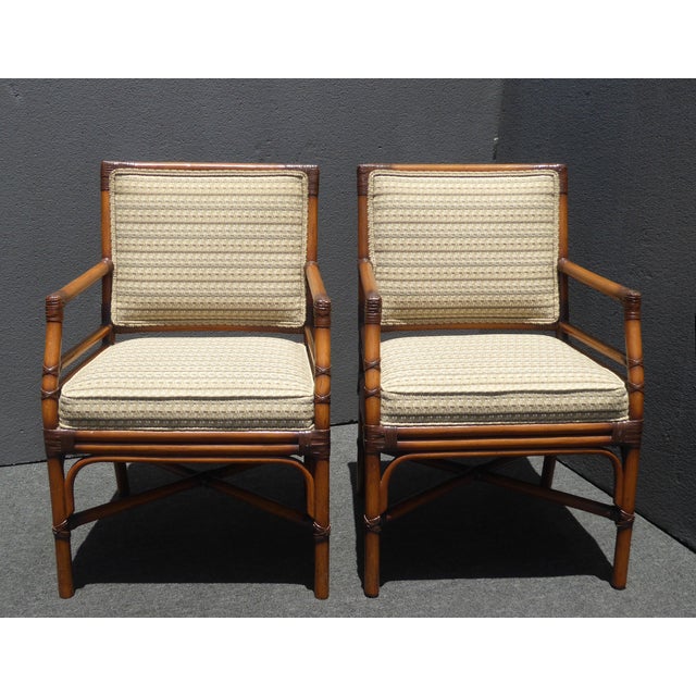 Vintage Tommy Bahama Style Rattan Tiki Palm Beach Chairs a Pair Chairish
