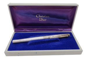 Grooved Ballpoint Pen in Silver-Plated Metal from Dior, 1970s