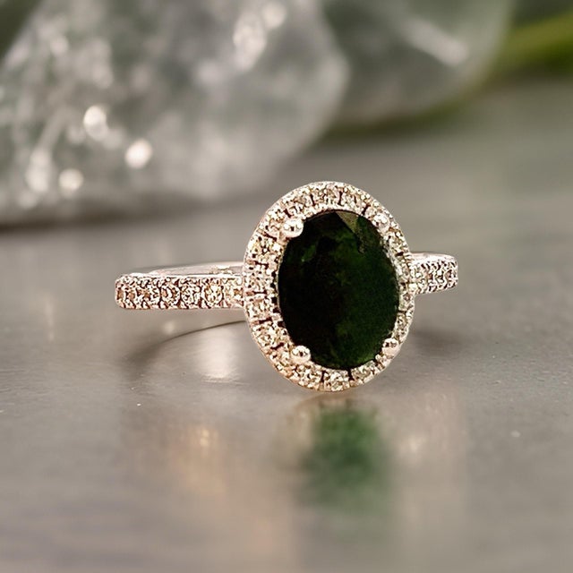Green Natural Emerald Diamond Ring 6.5 14k White Gold 9.31 TCW Certified For Sale - Image 8 of 13