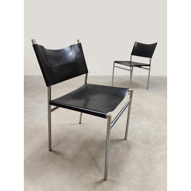 1960s Vintage Leather SE06 Dining Chairs by Martin Visser for Spectrum, 1960s For Sale - Image 5 of 8
