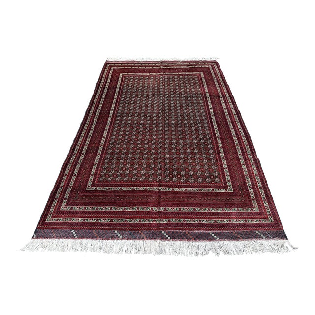 Afghan Turkmen Khamyab Hand-Knotted Wool Rug, Allover Pattern, 10'1" X 6'6" For Sale