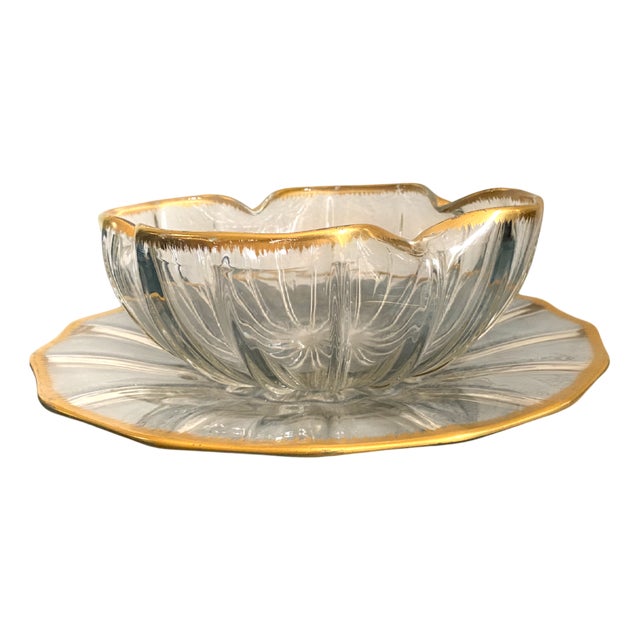 Antique Crystal Cup and Tray Service from Daum Nancy, 1800s, Set of 2 For Sale