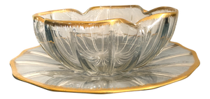 Antique Crystal Cup and Tray Service from Daum Nancy, 1800s, Set of 2