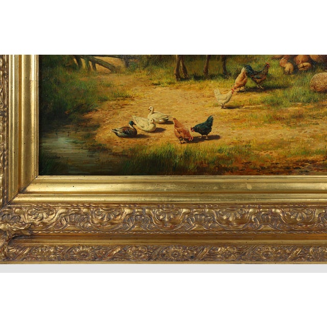 Baroque Belgian Artist, Farm Scene, 20th Century, Large Oil on Canvas, Framed For Sale - Image 3 of 12