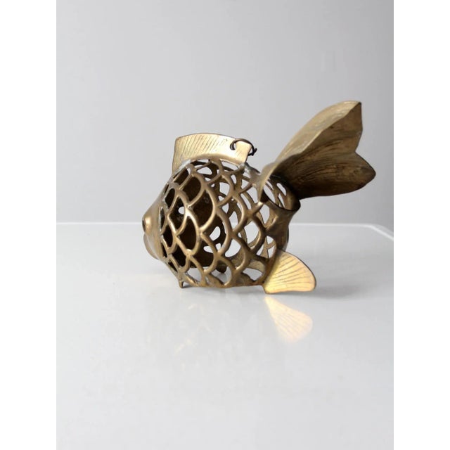 Brass Mid-Century Brass Fish Figurine For Sale - Image 8 of 10