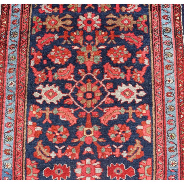 Antique Malayer Runner With Sub-Geometric All-Over Herati Design in Multicolors For Sale - Image 9 of 13