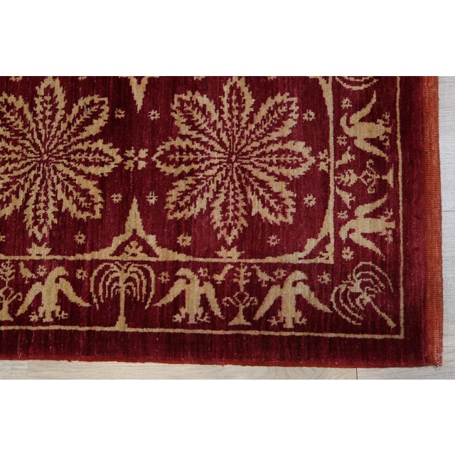 8x10 Majestic Artisan Coral Starburst Medallion Handknotted Afghan Wool Rug For Sale In New York - Image 6 of 7