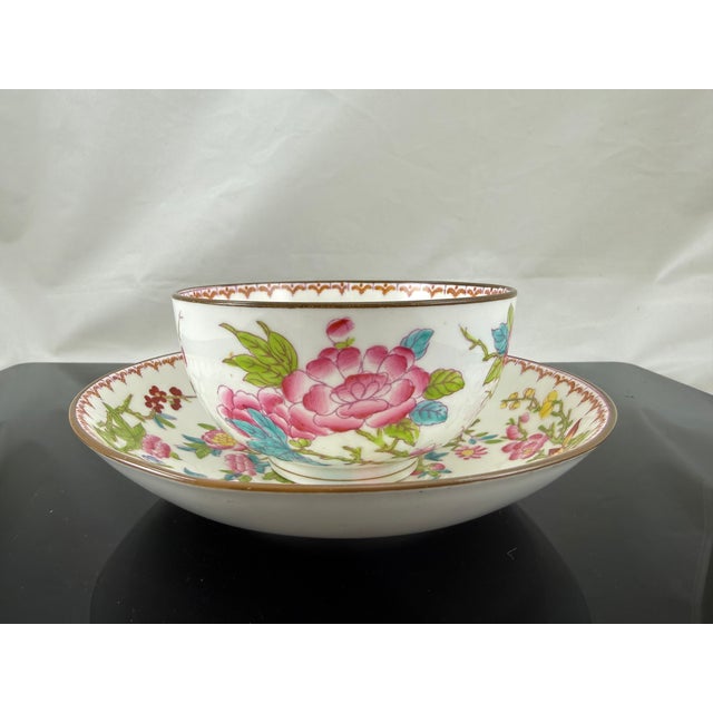 Late 19th Century Antique Mintons Cuckoo Tea Cup and Saucer Set Birds and Florals For Sale - Image 5 of 9