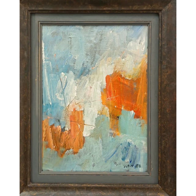 Reportedly created in 1986, this painting has been preserved to the present day. This framed abstract oil painting brings...