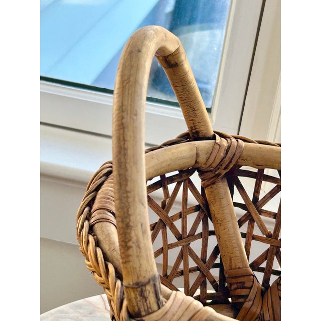 Wood Bamboo & Rattan Hand Woven Basket For Sale - Image 7 of 11