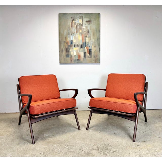 Mid Century Danish Modern Poul Jensen Z Chair Style Lounge Chairs Restored For Sale - Image 12 of 12