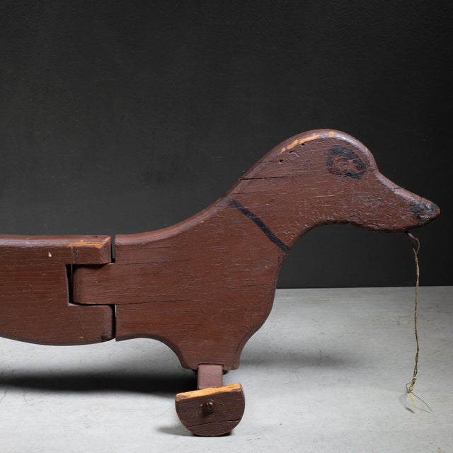 Mid 20th Century Vintage Wooden Jointed Wiener Dog c.1940 For Sale - Image 5 of 7