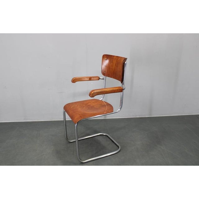 Bauhaus Cantilever Armchair in Chrome Tubular Steel and Beech, 1930s For Sale - Image 6 of 18
