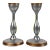 Antique Traditional Pewter & Copper Candlestick Holders - a Pair For Sale