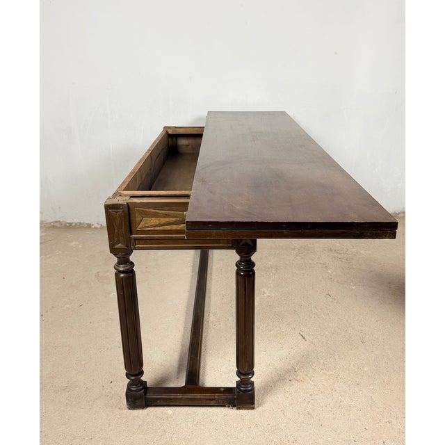 1930s Spanish Carved Drop-Leaf Console Table, 1930s For Sale - Image 5 of 11