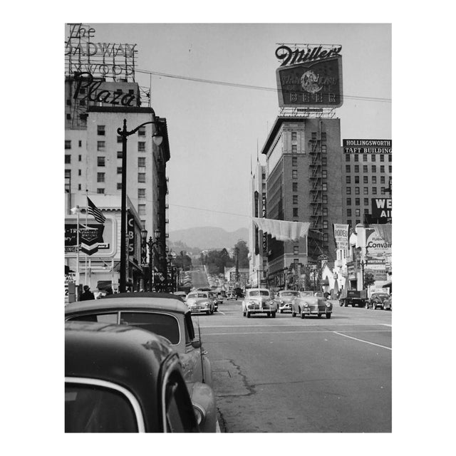 1950 Vine and Hollywood Boulevard Los Angeles Street Photograph For Sale
