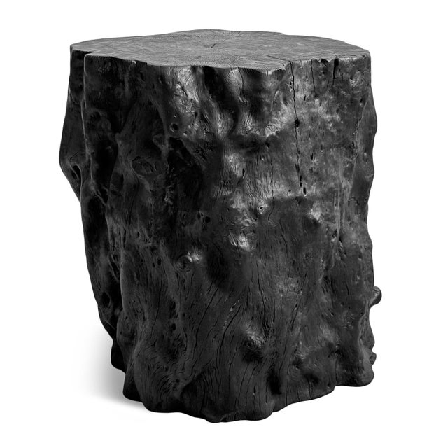 Black Natural Form Stump Modern Rustic Stool / Side Table For Sale - Image 4 of 4