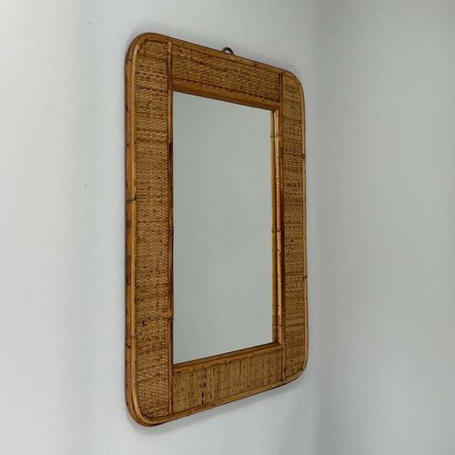 Bamboo & Rattan Wall Mirror from Dal Vera, Italy, 1950s For Sale - Image 12 of 13