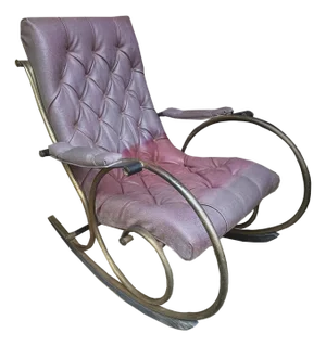 Mid 20th Century Lee Woodard Brass and Tufted-Leatherette Rocker