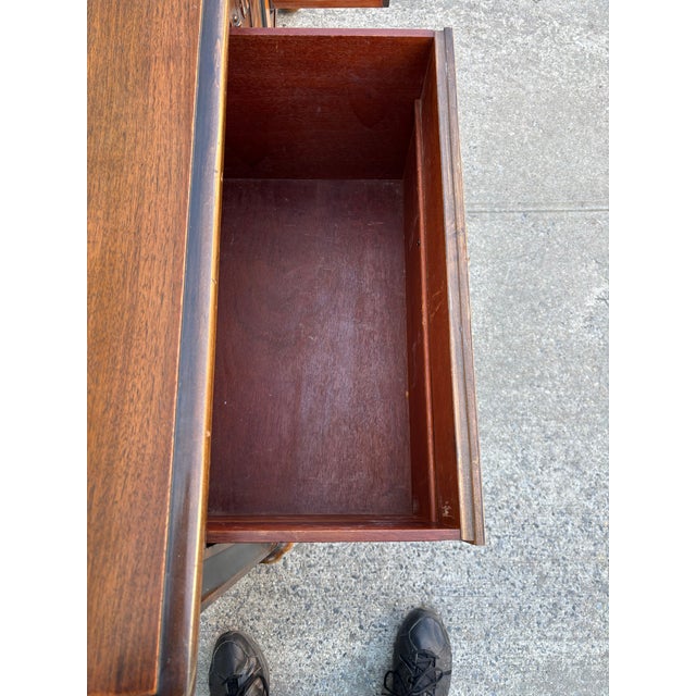 Antique Jacobean Revival Sideboard | Walnut Tudor Style Buffet | Carved Wood Credenza | Vintage English Manor Cabinet | Antique Dining Room For Sale - Image 9 of 12