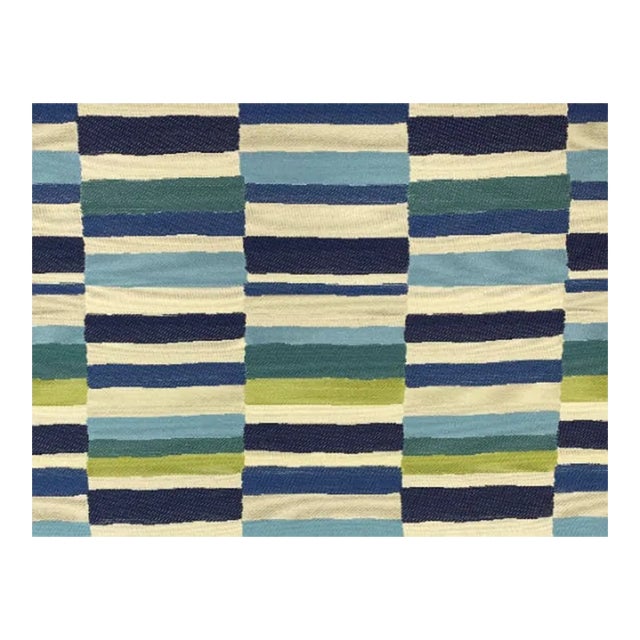 Thibaut Carnivale InsideOut Blue & Green Abstract Geometric Upholstery Fabric For Sale