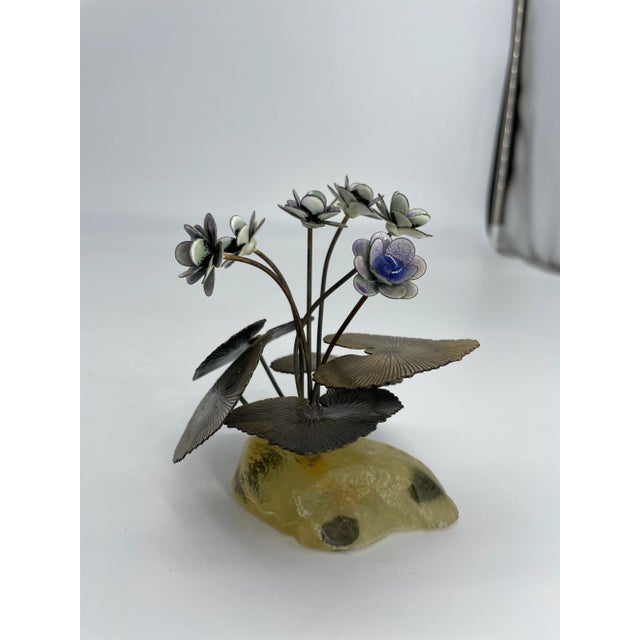Mid-Century Modern Vintage Bovano of Cheshire Enamel and Copper Flower Sculpture For Sale - Image 3 of 8