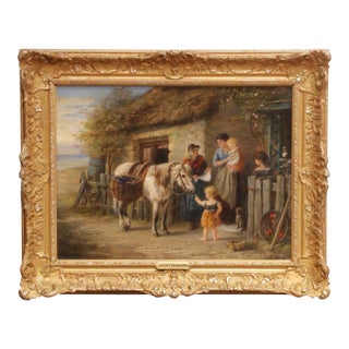 19th Century British Pastoral Oil Painting in Gilt Frame by Julian E. Drummond For Sale